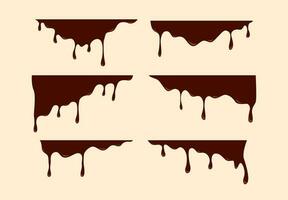 fluente fuso latte cioccolato liquido cartone animato vettore illustrazione collezione
