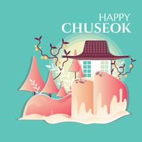 Happy Chuseok Card con stile Paper Craft o Cutting Paper vettore