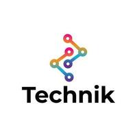 technik moderno Tech logo design vettore