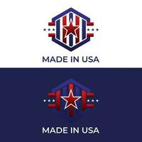 esagono scudo americano bandiera logo design vettore