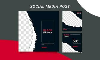 moderno vettore nero Venerdì vendita bandiera collezione sociale media modelli