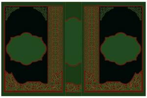 Corano libro copertina design con Arabo confine telaio vettore