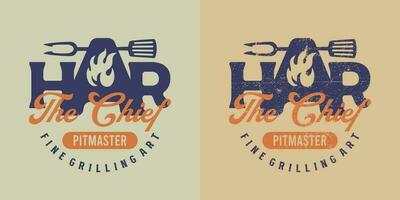pitmaster griglia bbq logo vettore
