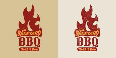 bbq bistecca grigliate Vintage ▾ distintivo logo emblema ellegante pulito e grunge afflitto vettore