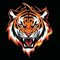 tigre testa portafortuna logo per sport. tigre maglietta design vettore