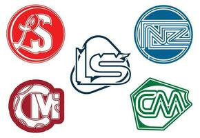 creativo lettera logo e icona design modello impostato 5 vettore