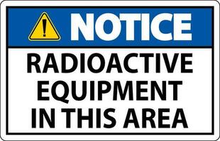 Avviso cartello attenzione radioattivo attrezzatura nel Questo la zona vettore