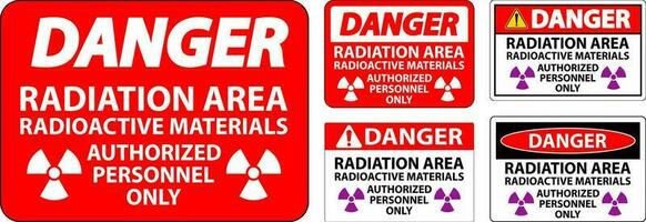 radiazione Pericolo cartello attenzione radiazione la zona, radioattivo materiali, autorizzato personale solo vettore