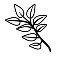 ramo con icona stile linea di foglie leaf vettore