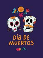 webdia de muertos carta, manifesto, Stampa, invito, bandiera decorato con lettering Citazione, fiori e teschi. eps 10 vettore