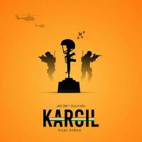 26th luglio kargil vijay diwas design concetto con indiano bandiera e esercito sociale media inviare vettore