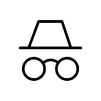 icona di stile della linea di cappello e occhiali da spia vettore