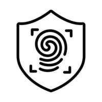 scudo sicuro con icona di stile della linea di impronte digitali fingerprint vettore