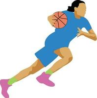 Da donna posa dribblare pallacanestro giocatore vettore