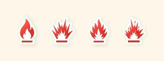 fuoco fiamme icone. fuoco fiamme icone adesivi. vettore scalabile grafica