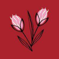 creativo vivace floreale carta con rosa tulipani nel luminosa succoso colori. vettore