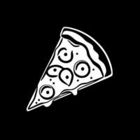 Pizza - nero e bianca isolato icona - vettore illustrazione