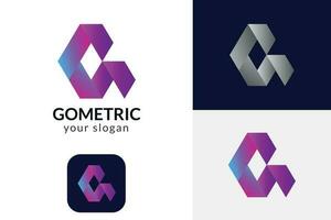 gemetrico g lettera logo design vettore