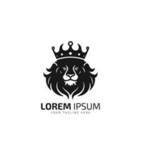 Leone re aggressivo logo silhouette icona vettore modello con corona