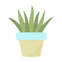 carino cactus nel un' pentola. domestico succulento pianta nel pastello colori isolato su bianca sfondo. vettore