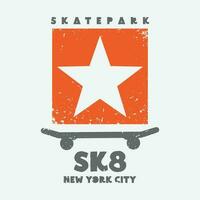 sk8 skateboard maglietta e abbigliamento design vettore