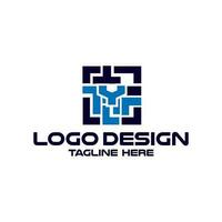 lettera y con labirinto tecnologia logo design vettore