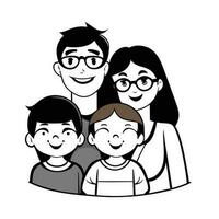 contento famiglia padre, madre e bambino carino mano disegnato modello vettore illustrazione design linea disegno.