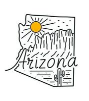superstizione montagne deserto di Arizona mono linea vettore illustrazione