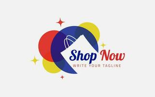 shopping logo con Borsa icona. negozio logo vettore, in linea shopping logo design modello. colore negozio logo modello design vettore