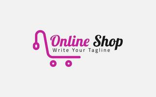 in linea shopping logo con topo. shopping logo vettore icona illustrazione design. logo design per e-commerce sito web.