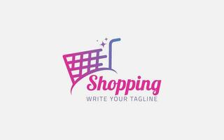 shopping logo design modello. logo in linea promozione marketing acquisti. shopping carrello logo design modello vettore