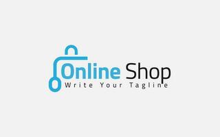 in linea shopping logo con topo. shopping logo vettore icona illustrazione design. logo design per e-commerce sito web.