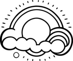sole icona nero linea disegno o scarabocchio logo luce del sole cartello simbolo tempo metereologico nuvole elemento cartone animato stile vettore illustrazione