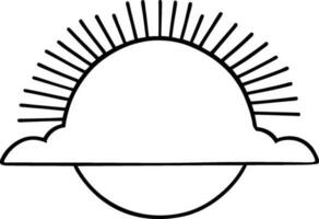 sole icona nero schema disegno o scarabocchio logo luce del sole cartello simbolo tempo metereologico nuvole elemento cartone animato stile vettore illustrazione