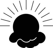 sole icona nero schema disegno o scarabocchio logo luce del sole cartello simbolo tempo metereologico nuvole elemento cartone animato stile vettore illustrazione