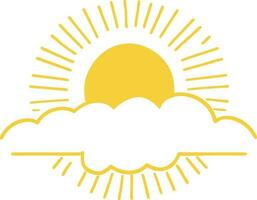 sole icona nero linea disegno o scarabocchio logo luce del sole cartello simbolo tempo metereologico nuvole elemento cartone animato stile vettore illustrazione