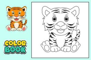 colorazione libro per bambini tigre vettore