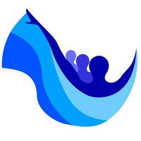 formazione scolastica nuotare blu colore logo silhouette mare onda logo design ispirazione, nuoto logo vettore