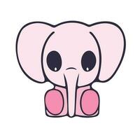 carino kawaii rosa elefante bambino personaggio illustrazione, vettore fustellato etichetta.