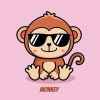 scimmia con occhiali da sole carino vettore