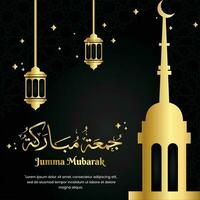 jumma mubarak nero oro Arabo calligrafia con un' molto elegante design. adatto per il tuo inviare vettore