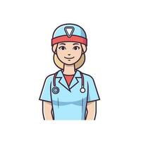 avatar di sorridente medico o Salute lavoratore nel medico scrub vettore