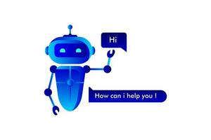 blu robot Tenere un' cartello con spazio, chatbot icona concetto, Chiacchierare Bot o chatterbot png Immagine vettore
