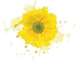 astratto di giallo crisantemo fiore con colore diffusione sfondo. vettore