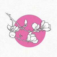 magnolia fiore linea disegno con astratto sfondo vettore