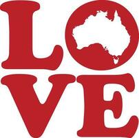 amore Australia rosso schema silhouette isolato vettore grafico
