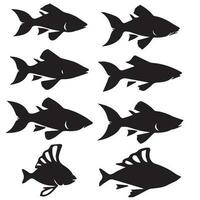 un' impostato di pesce vettore silhouette illustrazione