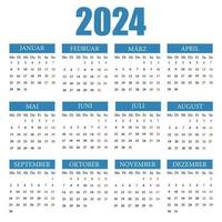 calendario nel Tedesco per 2024. il settimana inizia a partire dal lunedì. vettore illustrazione