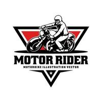 motociclista equitazione avventura motociclo illustrazione logo vettore