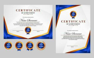 certificato design semplice moderno a4 lusso certificato blu oro colore vettore
